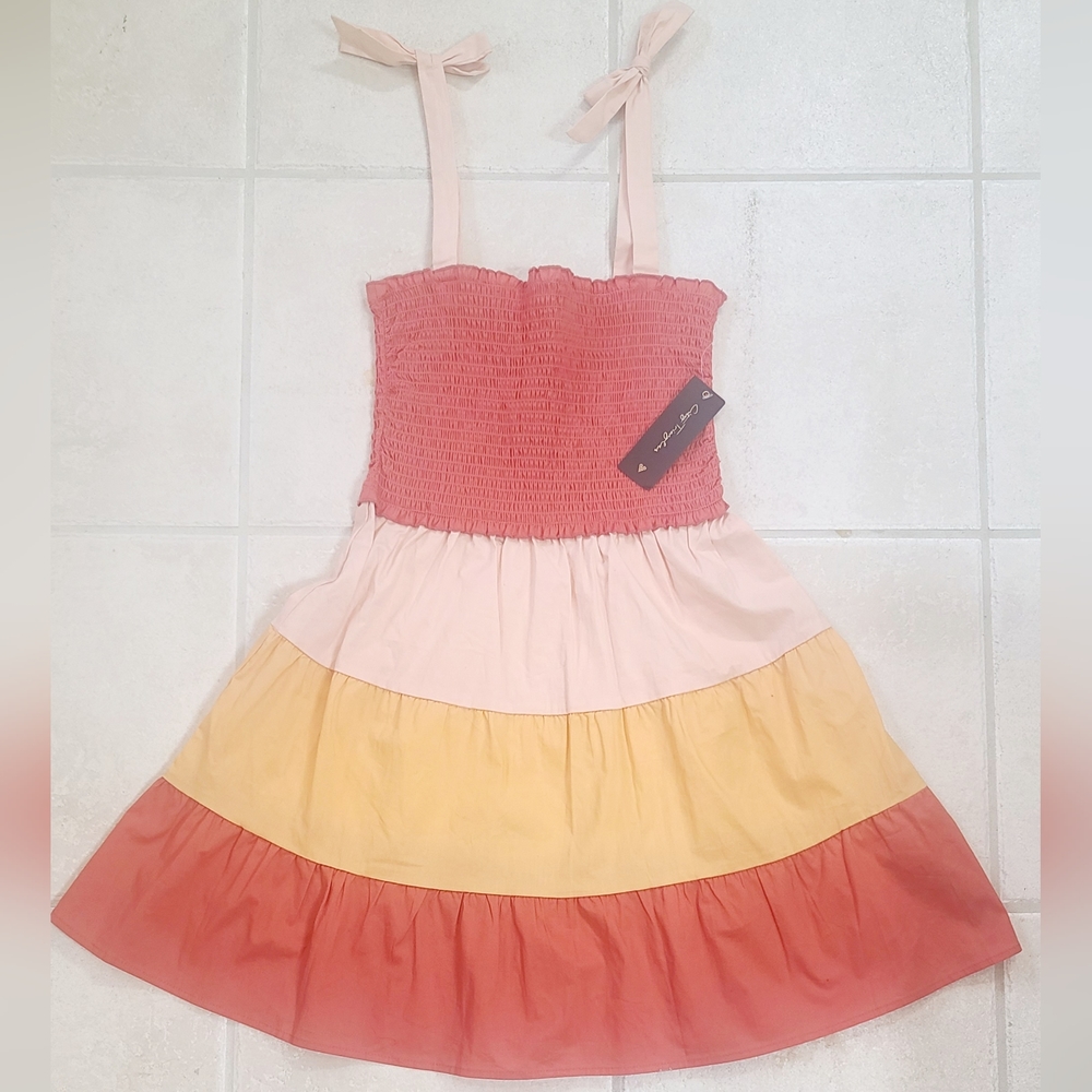 NWT City Triangle spaghetti strapped multi-color knee length dress